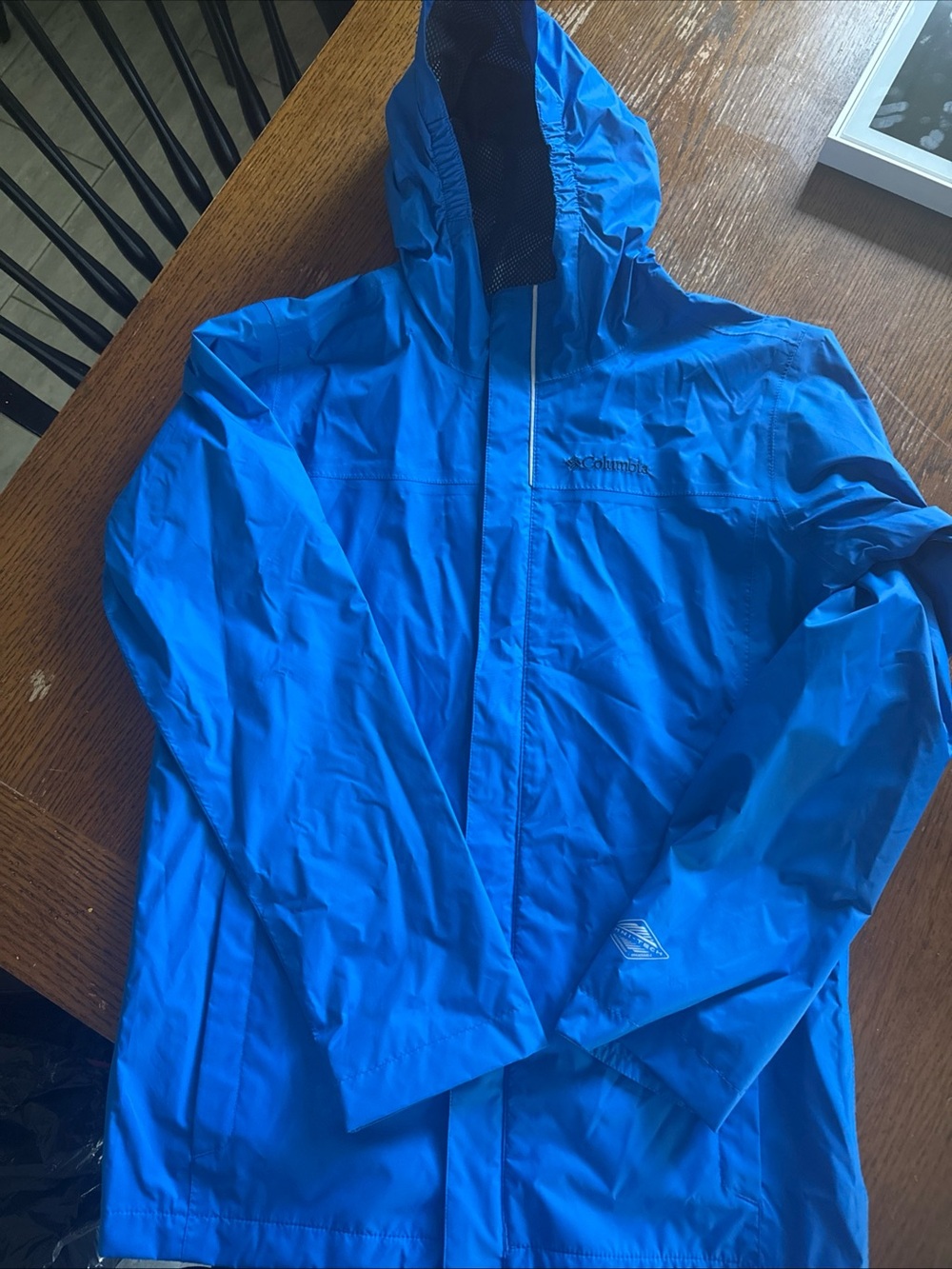 Columbia Omni Tech Waterproof Breathable Rain Jacket Kids Large Blue
